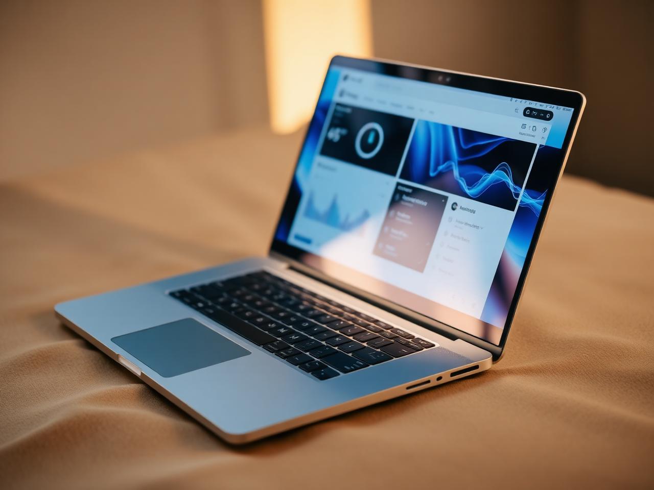 Laptop on a warm sand desk showing the Risen Results buyer dashboard
